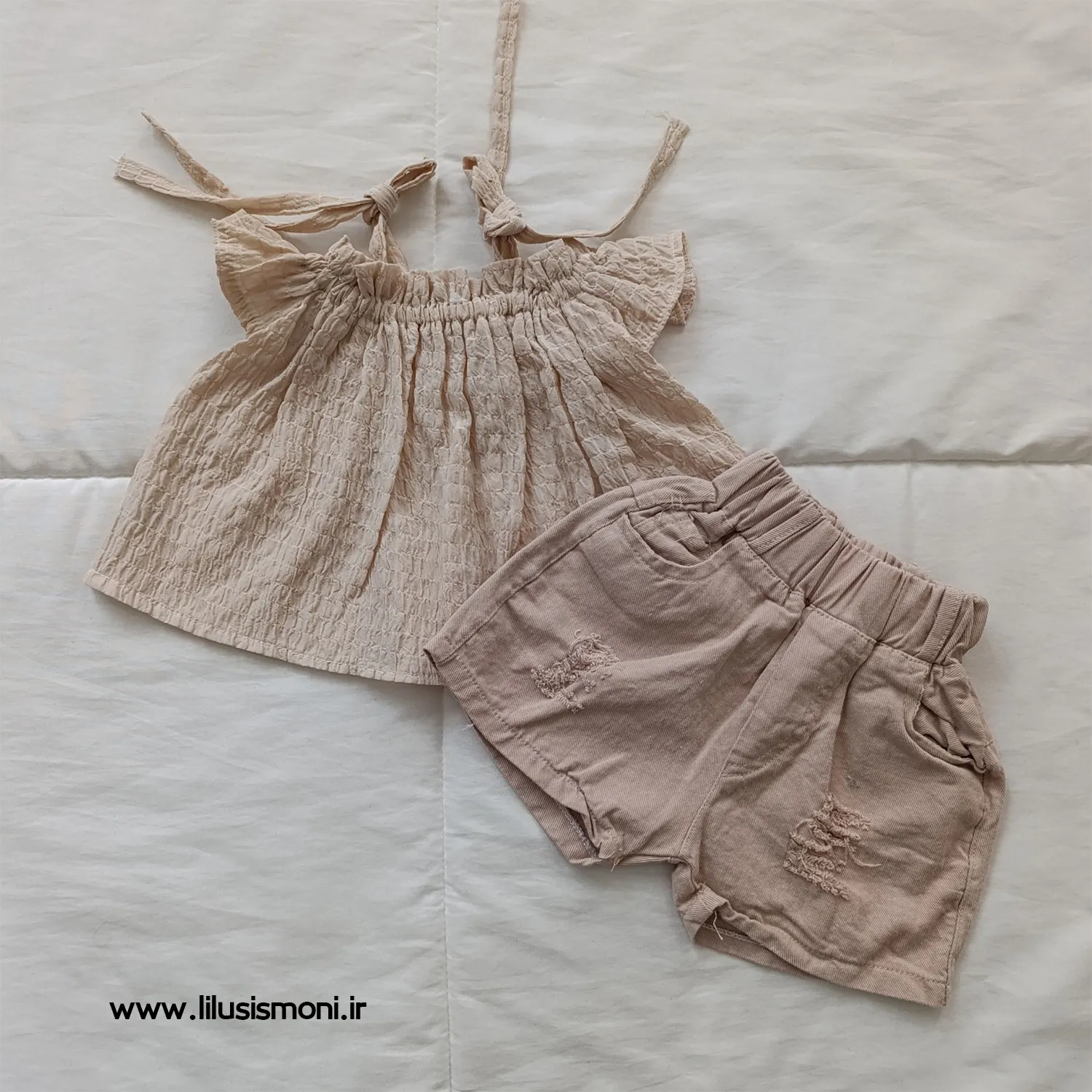ست کراپ و شلوارک کودک دخترانه پفکی