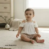 ست کراپ و شلوارک کودک دخترانه پفکی