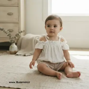 ست کراپ و شلوارک کودک دخترانه پفکی